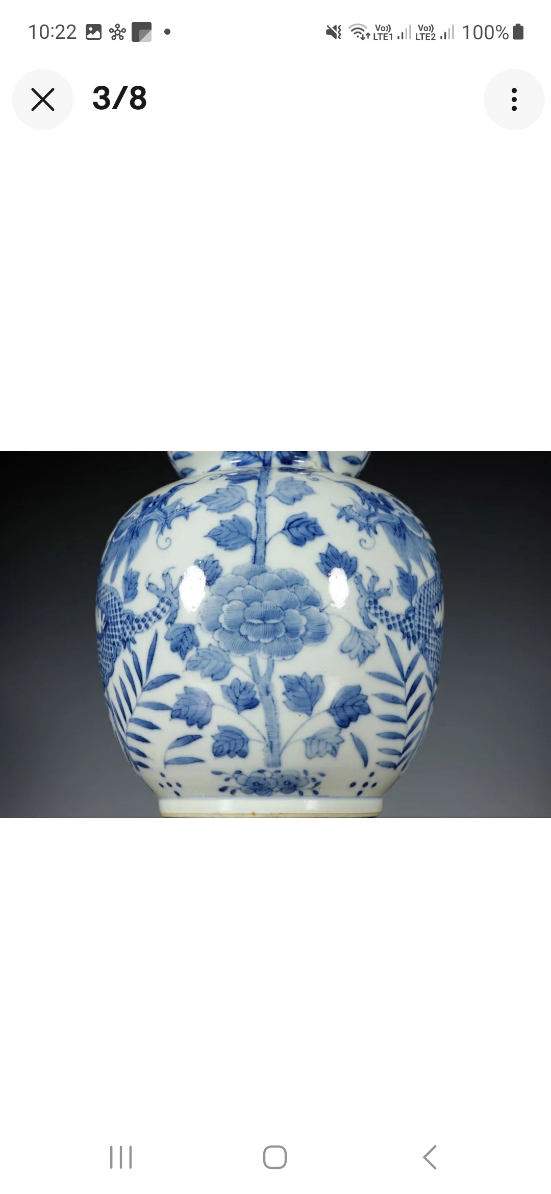 Fine Rare Qing Dynasty Chinese Porcelain Blue and White Flowers Dragons Gourd Vase